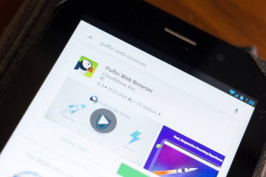 Ryazan, Rusya - 24 Haziran 2018: Martı Web tarayıcı simgesi üzerinde mobil uygulamalar listesi