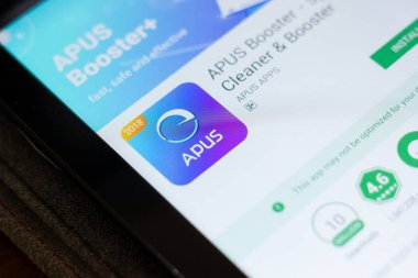 Ryazan, Rusya - 24 Haziran 2018: Apus alttan yukarıya ittirmek hareket eden app Tablet Pc ekranda