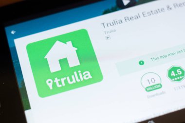 Ryazan, Rusya - 24 Haziran 2018: Trulia Emlak ve araç kiralama Tablet Pc ekranda hareket eden app