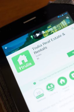 Ryazan, Rusya - 24 Haziran 2018: Trulia Emlak ve araç kiralama Tablet Pc ekranda hareket eden app