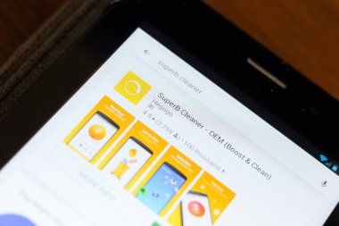 Ryazan, Rusya - 24 Haziran 2018: Mükemmel temiz simgesi üzerinde mobil uygulamalar listesi