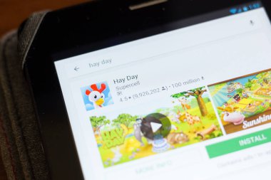 Ryazan, Rusya - 24 Haziran 2018: Saman gün simgesi üzerinde mobil uygulamalar listesi