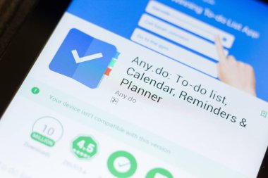 Ryazan, Rusya - 24 Haziran 2018: Anydo - yapılacaklar listesi ve Tablet Pc ekranda hareket eden app uyarı mektubu