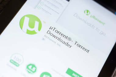 Ryazan, Rusya - 24 Haziran 2018: Utorrent sel Downloader mobil uygulaması Tablet Pc ekranda