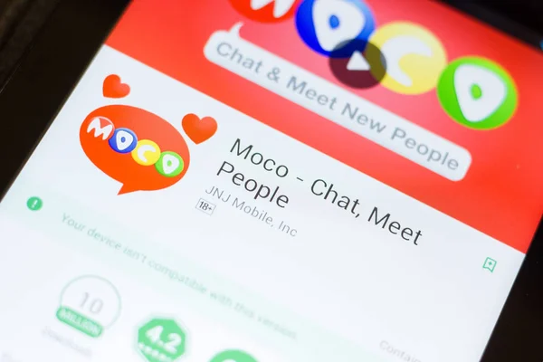 Рязань Россия Июня 2018 Года Мобильное Приложение Moco Chat Meet — стоковое фото