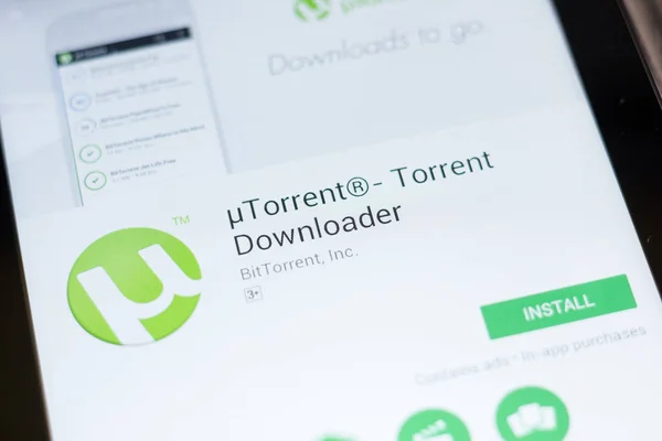 Ryazan Rusia Junio 2018 Utorrent Torrent Downloader Aplicación Móvil Pantalla — Foto de Stock