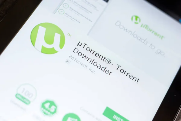 Ryazan Russia นายน 2018 แอพม อของ Utorrent Torrent Downloader บนจอแสดงผลของแท — ภาพถ่ายสต็อก