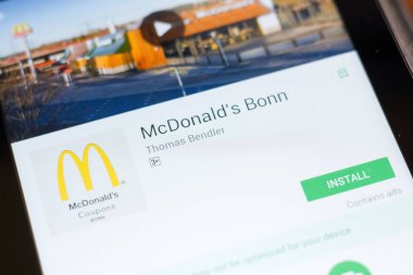 Ryazan, Rusya - 24 Haziran 2018: Mcdonalds Bonn mobil uygulaması Tablet Pc ekranda