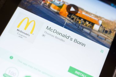 Ryazan, Rusya - 24 Haziran 2018: Mcdonalds Bonn mobil uygulaması Tablet Pc ekranda