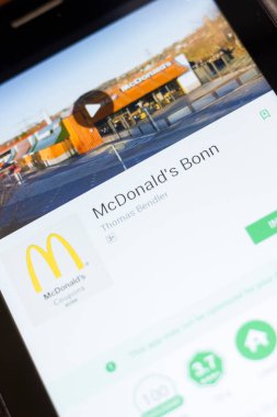 Ryazan, Rusya - 24 Haziran 2018: Mcdonalds Bonn mobil uygulaması Tablet Pc ekranda