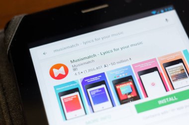 Ryazan, Rusya - 24 Haziran 2018: Musicmatch simgesi üzerinde mobil uygulamalar listesi