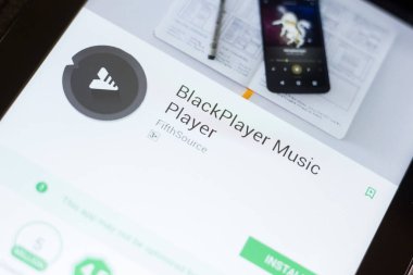 Ryazan, Rusya - 24 Haziran 2018: Blackplayer müzik çalar mobil uygulaması Tablet Pc ekranda