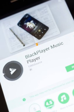 Ryazan, Rusya - 24 Haziran 2018: Blackplayer müzik çalar mobil uygulaması Tablet Pc ekranda