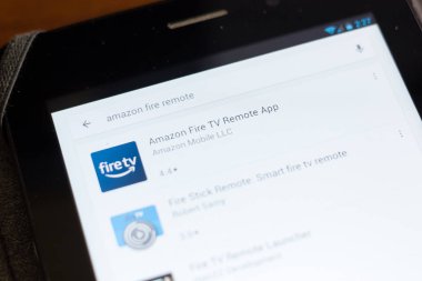 Ryazan, Rusya - 24 Haziran 2018: Amazon yangın Tv Uzaktan simgesi üzerinde mobil uygulamalar listesi