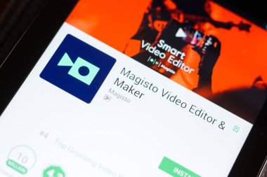 Ryazan, Rusya - 24 Haziran 2018: Magisto Video Editor ve Maker Tablet Pc ekranda hareket eden app