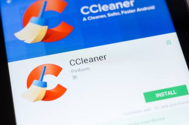 Ryazan, Rusya - 24 Haziran 2018: Ccleaner mobil uygulaması Tablet Pc ekranda