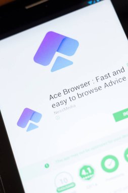Ryazan, Rusya - 24 Haziran 2018: Ace tarayıcı mobil uygulaması Tablet Pc ekranda
