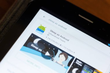 Ryazan, Rusya - 24 Haziran 2018: Uyku üzerinde mobil uygulamalar listesini Android simge olarak