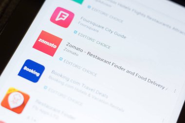 Ryazan, Rusya - 24 Haziran 2018: Zomato - mobil uygulamalar listesini simgesine gıda teslim ve restoran bulma