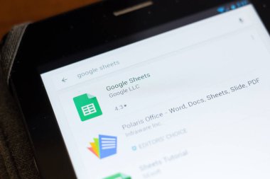 Ryazan, Rusya - 24 Haziran 2018: Google sayfaları simgesi üzerinde mobil uygulamalar listesi