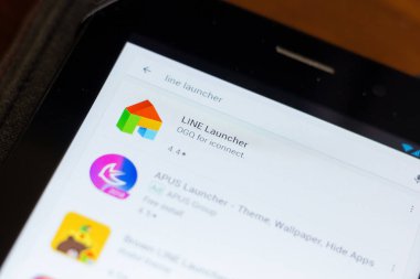 Ryazan, Rusya - 24 Haziran 2018: Satır başlatıcısı simgesi üzerinde mobil uygulamalar listesi