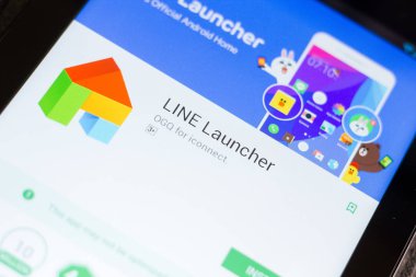 Ryazan, Rusya - 24 Haziran 2018: Line denize indirmek hareket eden app Tablet Pc ekranda
