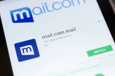 Ryazan, Rusya - 24 Haziran 2018: Mailcom posta mobil uygulaması Tablet Pc ekranda