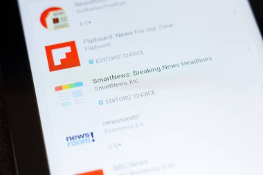 Ryazan, Rusya - 24 Haziran 2018: Smartnews - mobil uygulamalar listesini simgesine kırma haber başlıkları