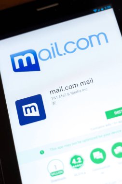 Ryazan, Rusya - 24 Haziran 2018: Mailcom posta mobil uygulaması Tablet Pc ekranda