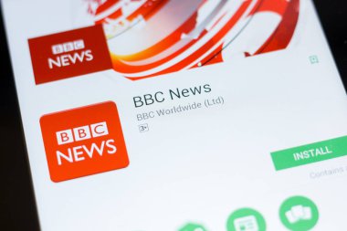 Ryazan, Rusya - 24 Haziran 2018: Bbc News mobil uygulaması Tablet Pc ekranda