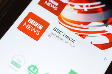 Ryazan, Rusya - 24 Haziran 2018: Bbc News mobil uygulaması Tablet Pc ekranda