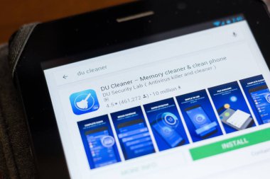 Ryazan, Rusya - 24 Haziran 2018: Du süpürge simgesi üzerinde mobil uygulamalar listesi