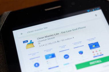 Ryazan, Rusya - 24 Haziran 2018: Temiz Master Lite mobil uygulamalar listesini simgesine