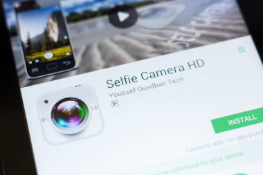 Ryazan, Rusya - 24 Haziran 2018: Selfie kamera Hd mobil uygulaması Tablet Pc ekranda