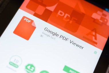 Ryazan, Rusya - 24 Haziran 2018: Google Pdf Görüntüleyici mobil uygulaması Tablet Pc ekranda