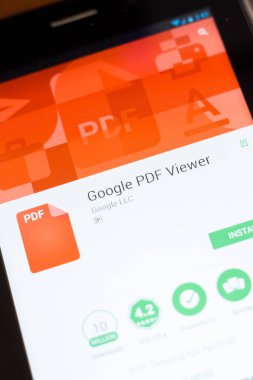 Ryazan, Rusya - 24 Haziran 2018: Google Pdf Görüntüleyici mobil uygulaması Tablet Pc ekranda