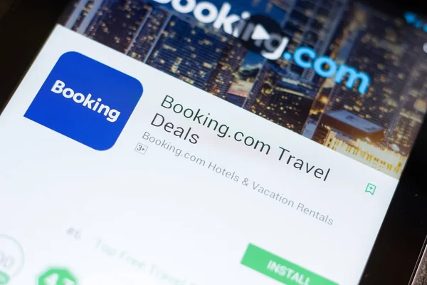 Ryazan Russia June 2018 Bookingcom Travel Deals Mobile App Display — Stock Photo, Image