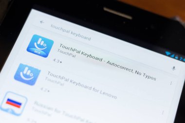 Ryazan, Rusya - 24 Haziran 2018: Değmek klavye simgesi üzerinde mobil uygulamalar listesi