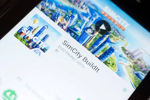 Ryazan Russia June 2018 Simcity Buildit Mobile App Display Tablet — Stock Photo, Image