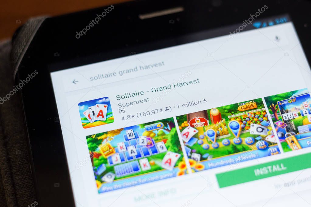 Ryazan, Russia - June 24, 2018: Solitaire - Grand Harvest icon on the list of mobile apps