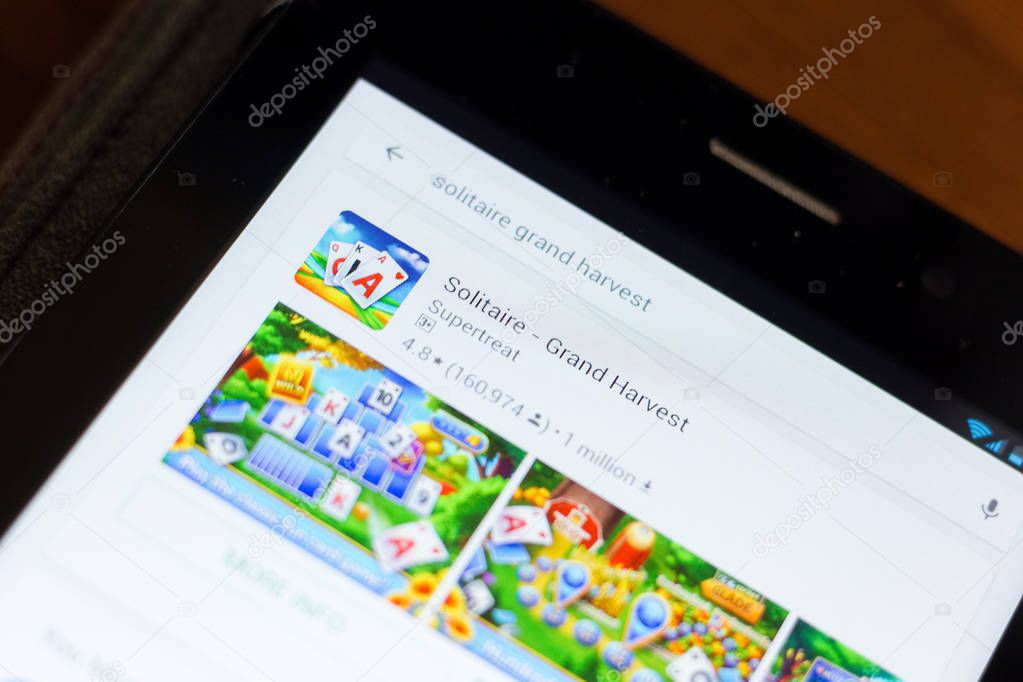 Ryazan, Russia - June 24, 2018: Solitaire - Grand Harvest icon on the list of mobile apps