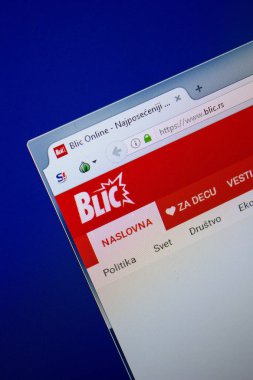 Ryazan, Rusya - 26 Haziran 2018: Blic ana web sitesi Pc. Url - Blic.rs görüntüleme