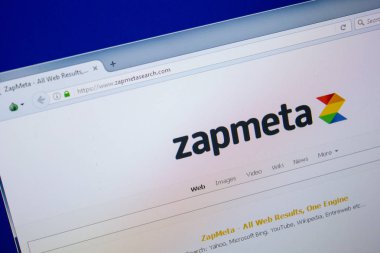 Ryazan, Rusya - 26 Haziran 2018: Zapmetasearch ana web sitesi Pc. Url - Zapmetasearch.com görüntüleme