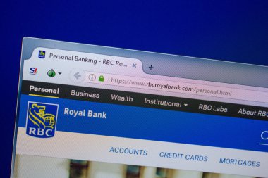 Ryazan, Rusya - 26 Haziran 2018: Rbcroyalbank ana web sitesi Pc. Url - Rbcroyalbank.com görüntüleme