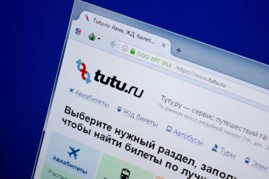 Ryazan, Rusya - 26 Haziran 2018: Tutu ana web sitesi Pc. Url - Tutu.ru görüntüleme