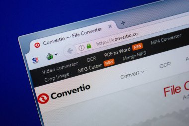 Ryazan, Rusya - 26 Haziran 2018: Convertio ana web sitesi Pc. Url - Convertio.co görüntüleme