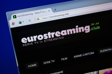 Ryazan, Rusya - 26 Haziran 2018: Eurostreaming ana web sitesi Pc. Url - Eurostreaming.club görüntüleme