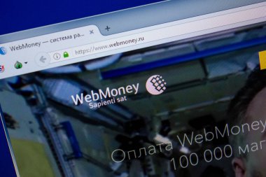 Ryazan, Rusya - 26 Haziran 2018: Webmoney ana web sitesi Pc. Url - Webmoney.ru görüntüleme