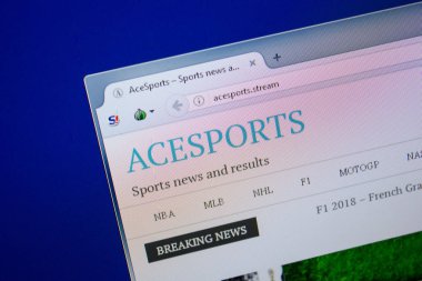 Ryazan, Rusya - 26 Haziran 2018: Acesports ana web sitesi Pc. Url - Acesports.stream görüntüleme