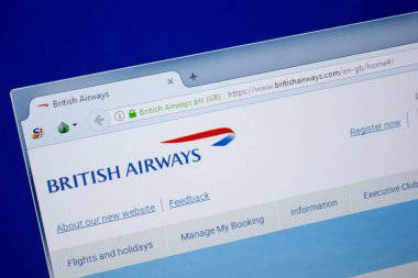 Ryazan, Rusya - 26 Haziran 2018: Britishairways ana web sitesi Pc. Url - Britishairways.com görüntüleme